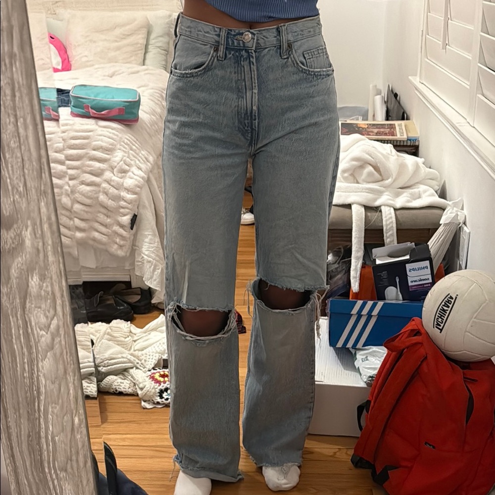 Zara Wide-leg Light Blue Jeans